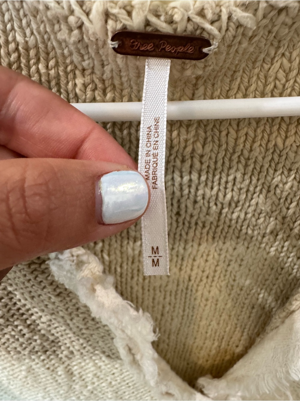 Free People  Striped Fringe Knit Sweater - Beige/Cream - Picture 2 of 4